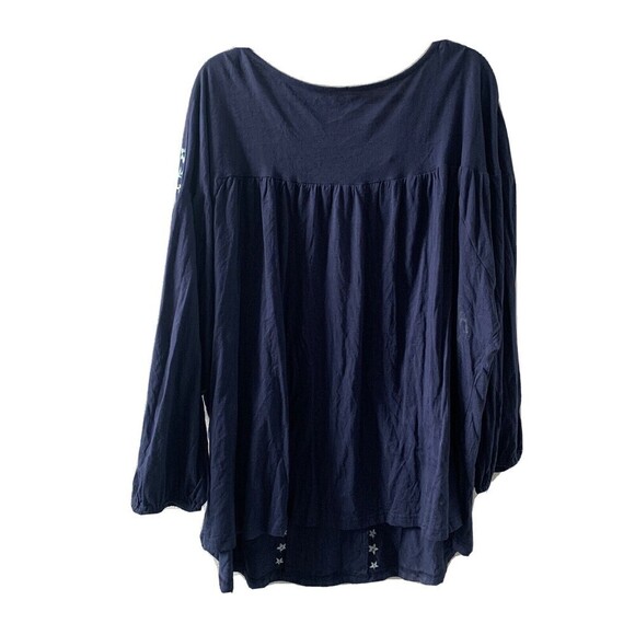 Roaman's Womens Plus Size 3X 30 32 Multicolor Blue Embroidered Blouse Top - Picture 3 of 6